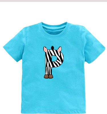Kavee Baby Boys Printed Pure Cotton Regular T Shirt(Blue, Pack of 1)