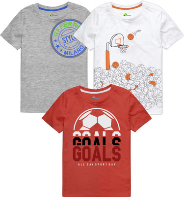 Ariel Boys Graphic Print Cotton Blend Regular T Shirt(Multicolor, Pack of 3)