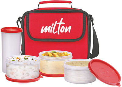 Red New Meal Combi 1 Tumbler and 3 Containers Lunch Box(280 ml)