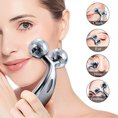 UZAN 3D Massager_123 3D Y Shape Facial Massage Roller Face Slimming Massager (Silver) Massager(Silver)