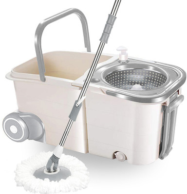 V-MOP Premium Double Twin Bucket Wheel Mop Sets (( 6 Months Warranty on Rod Set )) Wet & Dry Mop(Multicolor)