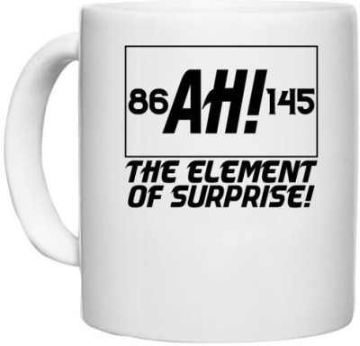 UDNAG White Ceramic Coffee / Tea 'Element of Surprise | ah! the element of surprise!' Perfect for Gifting [330ml] Ceramic Coffee Mug(330 ml)