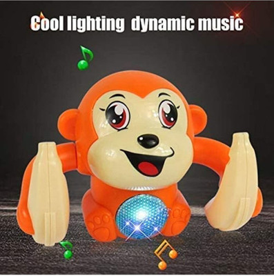 shri sai traders Dancing and Spinning Rolling Doll Tumble Monkey Toy Voice Control Banana Monkey with Musical Toy with Light and Sound Effects and Sensor(Multicolor)