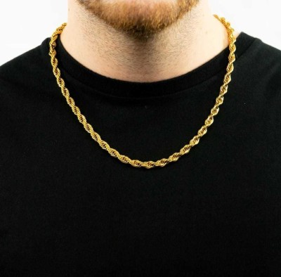 VIANSH Rope X Gold Plated Neck Chain For Men 21 Inch Pack of 1 Gold-plated Plated Brass Chain