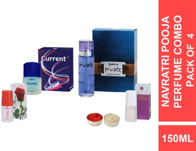 Rankson Navratri Pooja Gift Set Private Eau De Perfume, Current, Red Rose, La Pearle Spray Perfumes - 150ml (Pack of 4 ) Perfume  -  150 ml(For Men & Women)