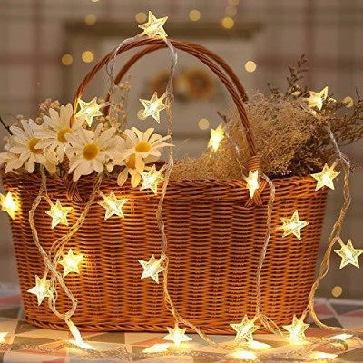 OWN BOX CREATIONS 16 LEDs 1.83 m Yellow Steady Star Rice Lights(Pack of 1)
