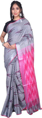 G M HANDLOOM Self Design Handloom Cotton Linen Saree(Multicolor)
