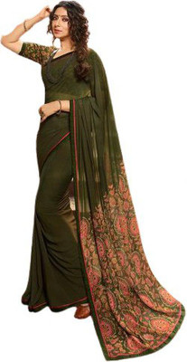 Fash-e-zaman Floral Print Bollywood Georgette Saree(Green) Fash-e-zaman Floral Print Bollywood Georgette Saree(Green)