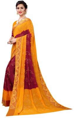 Armaan Creation Printed Bhagalpuri Cotton Blend, Art Silk Saree(Red, Yellow)