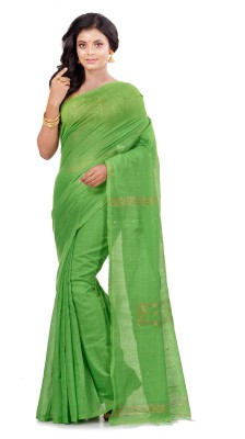 WoodenTant Woven Handloom Cotton Silk Saree(Light Green)