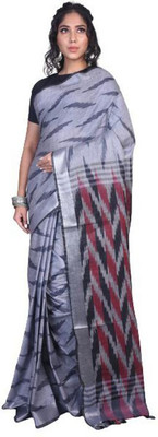 G M HANDLOOM Self Design Handloom Cotton Linen Saree(Multicolor)