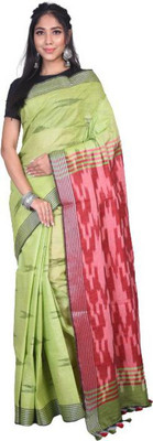 G M HANDLOOM Self Design Handloom Cotton Linen Saree(Multicolor)