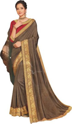 IMME Embellished Bollywood Cotton Silk Saree(Brown)