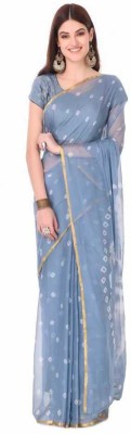 Durga Emporio Printed Bandhani Chiffon Saree(Grey)