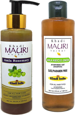 Khadi Mauri Amla Rosemary & Amla Hibiscus Lemon Shampoo - Pack Of 2(420 ml)