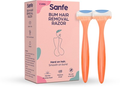 Sanfe Bum Hair Removing Razor for women with mid pivot hair removing technology - Pack of 2 | Reusable | With Pure Vitamin C & Peach Extracts | Smooth finish | Easy Hair Removal | Painless Hair Removal(Pack of 2)