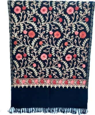 SUMEDH handcrafts Acrylic Embroidered Women Shawl(Black)