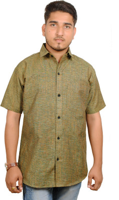 Swadeshi Vastra Men Solid Casual Yellow Shirt