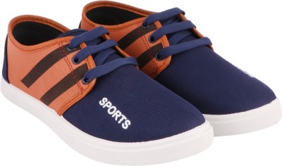 FOOTSTAIR Sneakers For Men(Blue, Orange , 6)