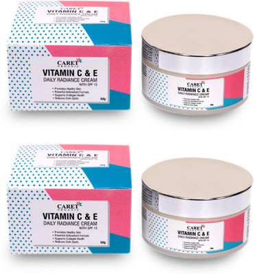 Caret Organic Vitamin C & E Daily Radiance Cream With Spf 15 For Dark Spots & Anti- Wrinkle Light Mosturizer- No Mineral Oil - No Alcohol - Paraben Free(100 g)