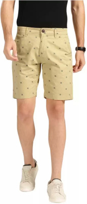 IndiForce Solid Men Beige Regular Shorts