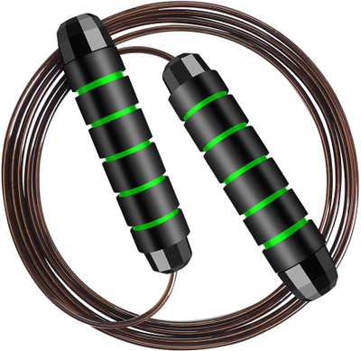 Khargadham Skipping Rope,Adjustable Steel Jumping Rope Foam Handle Tangle Fat Loss ROPE Ball Bearing Skipping Rope(Green, Black, Length: 280 cm)