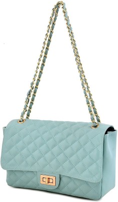 Ann Springs Blue Sling Bag Women Pu Solid Quilted Sling Handbag