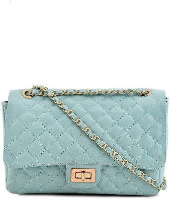 Sakwoods Blue Hand-held Bag Women Pu Quilted Handbags And Sling Bag