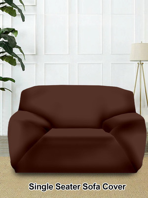 Cortina Polyester Plain 1 Seater Sofa Cover(Brown Pack of 1)