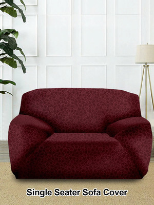 Cortina Polyester Geometric 1 Seater Sofa Cover(Maroon Pack of 1)