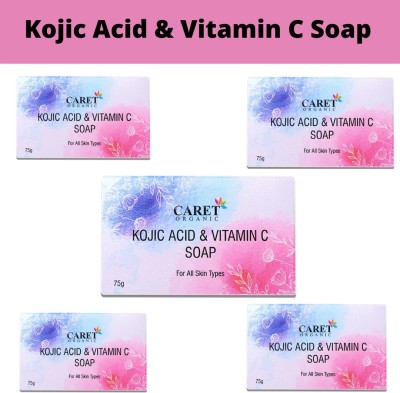 Caret Organic Skin Lightening Soap with Kojic Acid, Vitamin C & Licorice Extract(5 x 75 g)