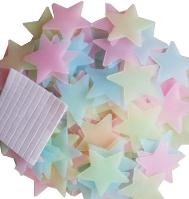 Newvent 3.8 cm Multi Fluorescent Glow In The Dark Star Wall Glow in the Dark Sticker(Pack of 50)