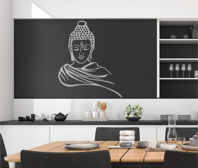 MINIDECOR 136 cm Lord Buddha Silhouette Self Adhesive Sticker(Pack of 1)