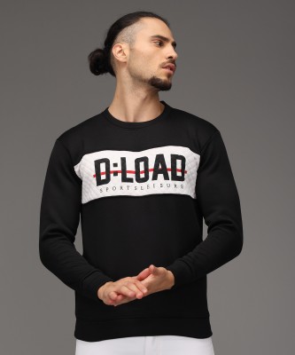 Fit N Fame Printed Round Neck Casual Men Black Sweater
