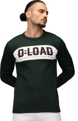 Fit N Fame Printed Round Neck Casual Men Dark Green Sweater