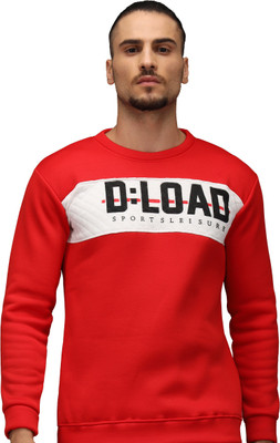 ANIXA Printed Round Neck Casual Men Red Sweater