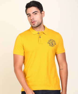 U.S. POLO ASSN. Solid Men Polo Neck Yellow T-Shirt