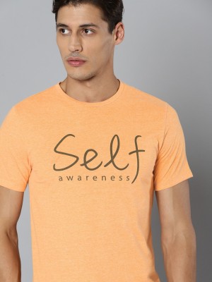 HRX by Hrithik Roshan Printed Men Round Neck Orange T-Shirt