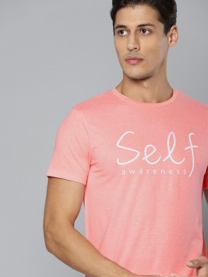 HRX by Hrithik Roshan Typography Men Round Neck Pink T-Shirt