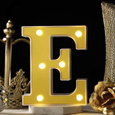 Satyam Kraft Marquee Alphabet Shaped Led Light for Home Decoration and letter for decoration , Golden, 1 Piece (E) Table Lamp(16 cm, Golden)