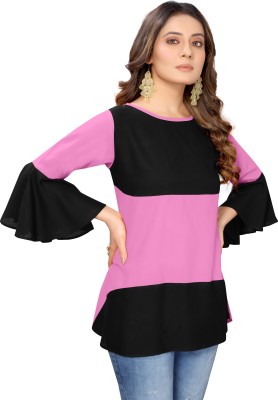 SBT Party Color Block Women Pink, Black Top