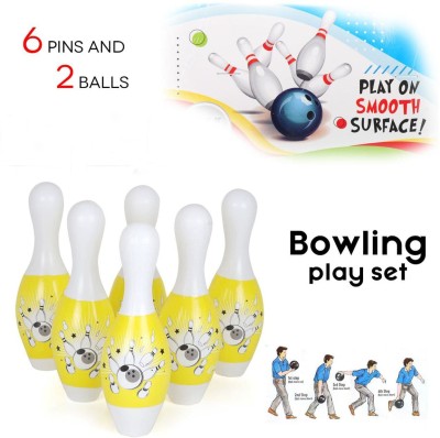 SKTOYZONE Bowling Set Plastic 6 Pins 1 Balls Large Bowling Toy For Kids - Multi color Bowling