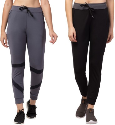 Bluecon Colorblock Women Black, Grey Track Pants