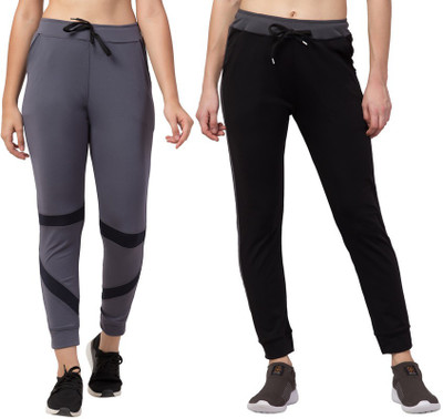 Bluecon Colorblock Women Black, Grey Track Pants
