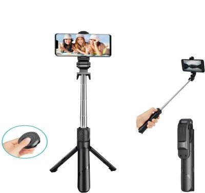 PHAGQU Top Selling High Quality professional handheld tripod selfie stick 3in1 bluetooth extendable selfie stick mini tripod multi-function wireless bluetooth xt-02 selfie stick with remote shutter 360 rotate extendable handheld foldable mini tripod stand for smartphones Monopod, Tripod(Black, Suppo
