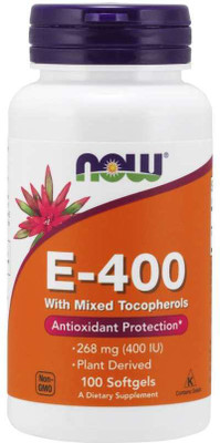 Now Foods Vitamin E-400, With Mixed Tocopherols, 100 Softgels(100 No)