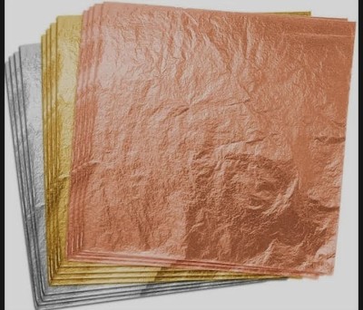 Jaipur Gold Leafing Imitation Leaf Gold,Silver,Copper Foil 150 Sheets Premium Quality for Art & Crafts, Calligraphy & Resin Flake