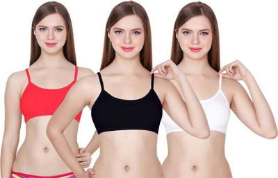Tarido Women T-Shirt Lightly Padded Bra(Black, White, Red)