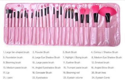 SHEELU Makeup Brush Set Of 24 Make Up Brushes Set With Pink Pouch Pack Of 24 (Pack of 24)(Pack of 24)