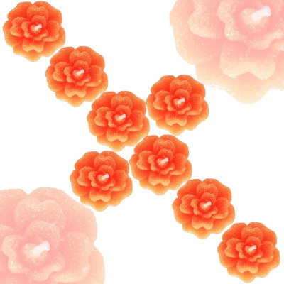 Aseenaa Floating Candles In Flower Shades | Beautiful 8 Wax Candle | Diya Light For Christmas | New Year | Diwali Lighting Celebration | Gift | Home Decor Diyas | Set Of 8pc | Colour : Orange Candle(Orange, Pack of 8)